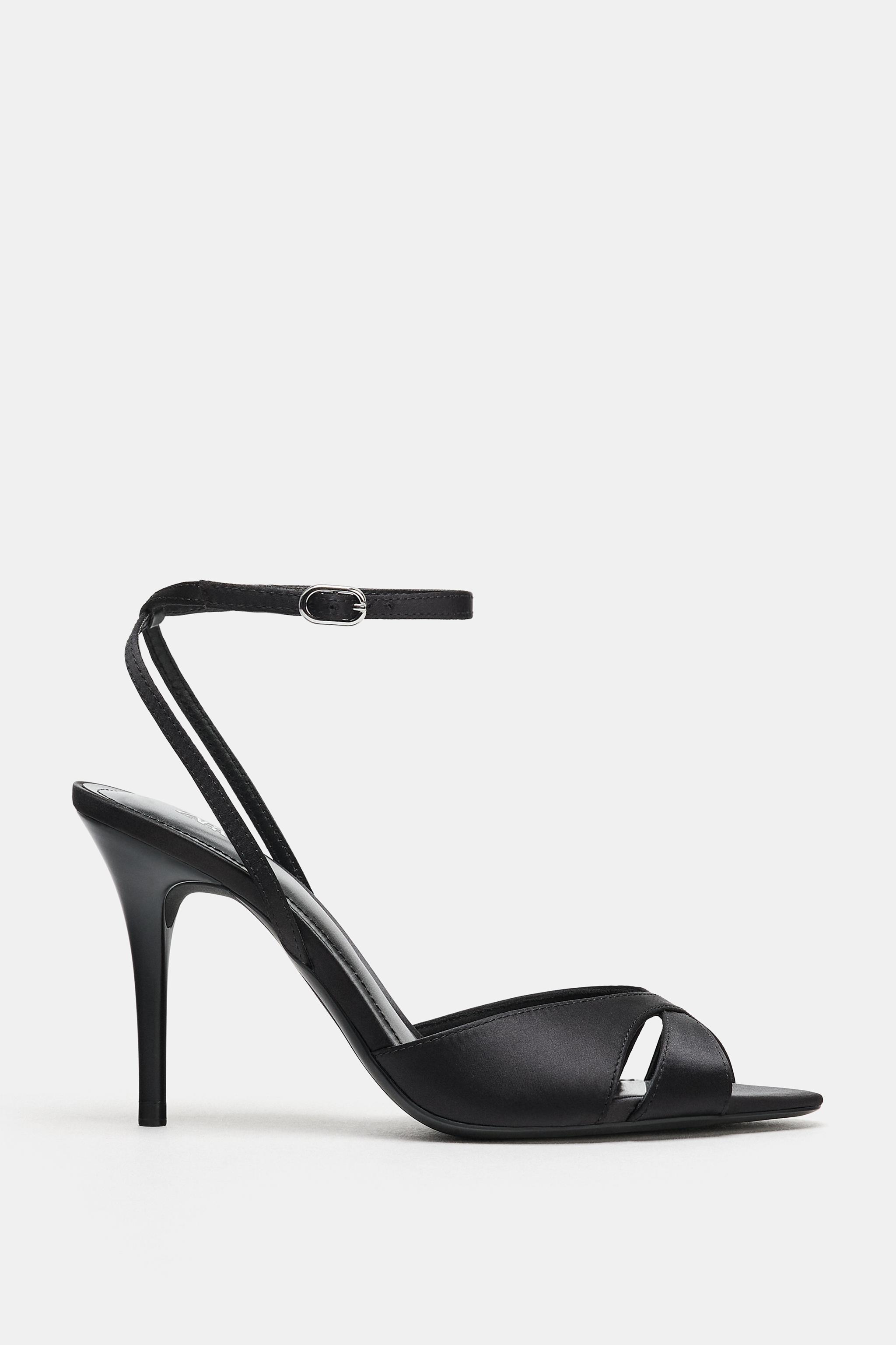 SATIN EFFECT HEELED SANDALS